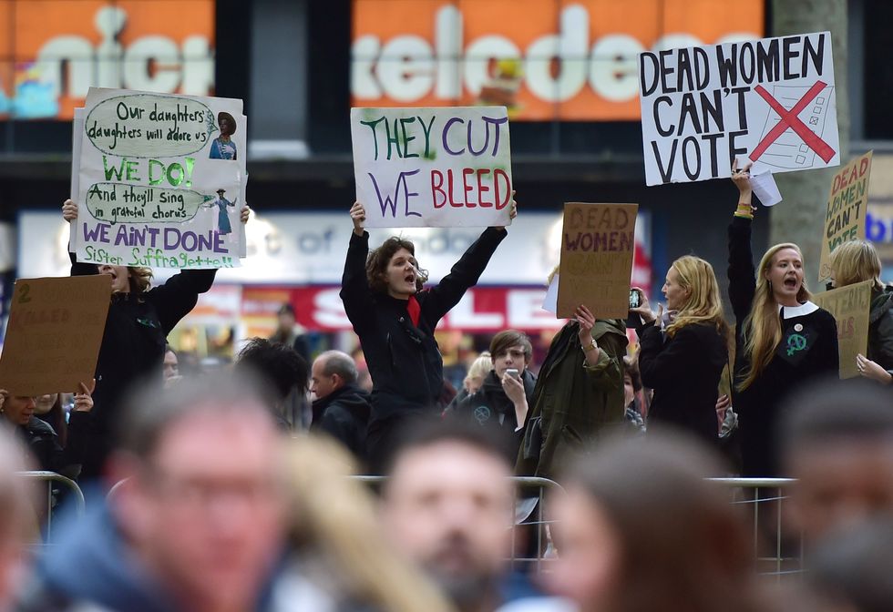 Domestic violence protests at the Suffragette premiere