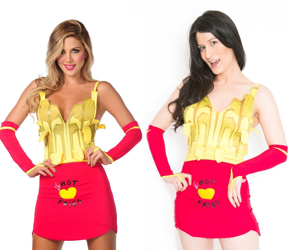 Clothing, Yellow, Sleeve, Red, Waist, Costume, Costume accessory, Trunk, Day dress, Fashion, 