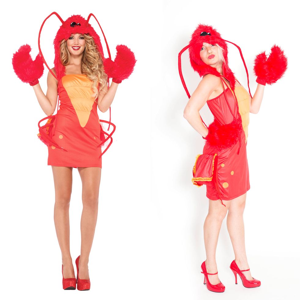 Red, Costume, Headgear, Costume accessory, Fashion, Thigh, One-piece garment, High heels, Day dress, Costume hat, 