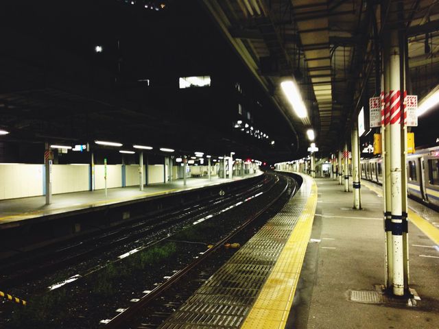 Dark train station platform