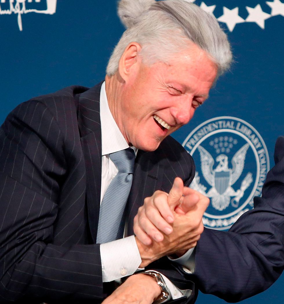Bill Clinton with a man bun