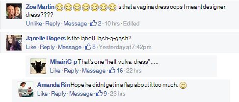 Vagina dress Facebook comments