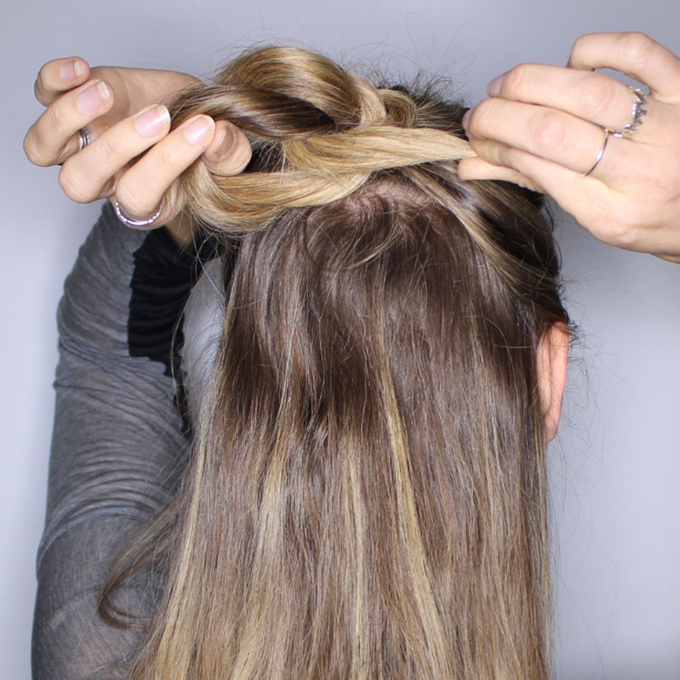 Easy hair how-to: A half-up twisted knot