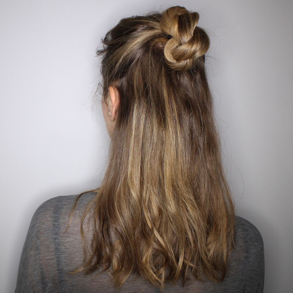 Easy hair how-to: A half-up twisted knot