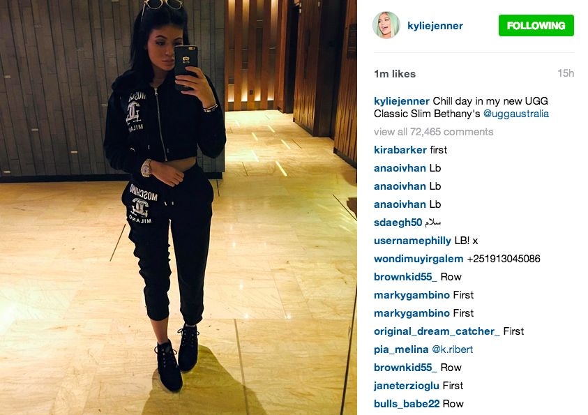 Kylie Jenner Moschino tracksuit Instagram