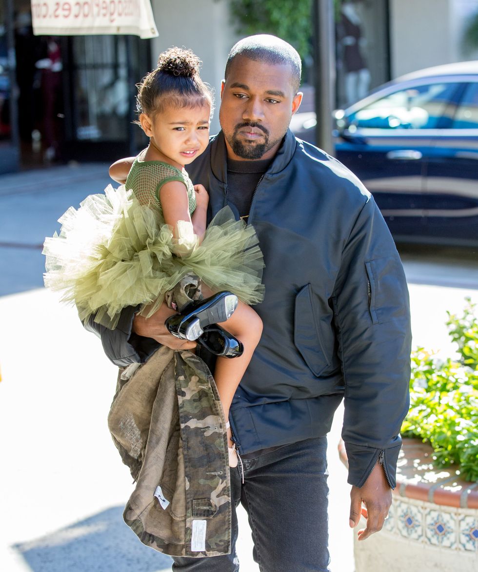 North West and Kanye West after dance class