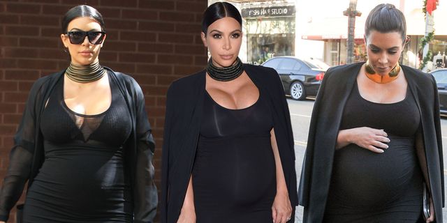 Kim Kardashian wearing a black bodycon dress