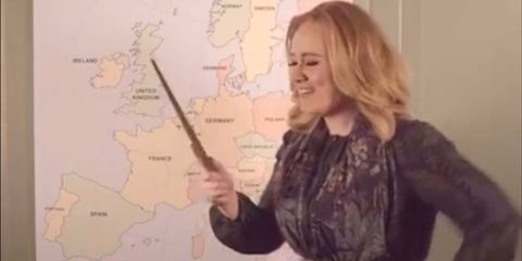 Adele imitates Harry Potter as she announces she's going on tour