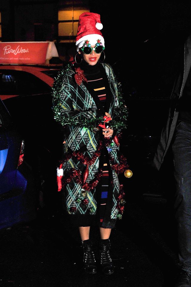 Beyonce dressed like an actual Christmas tree while out in New York