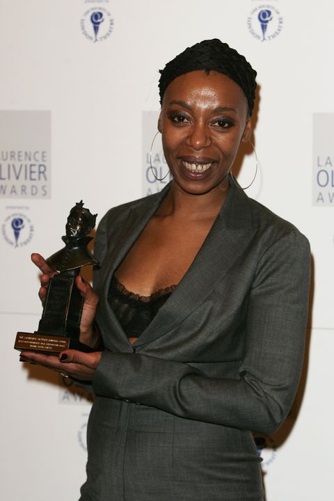 Noma Dumezweni accepting the best performance for a supporting actor at the Laurence Olivier Awards