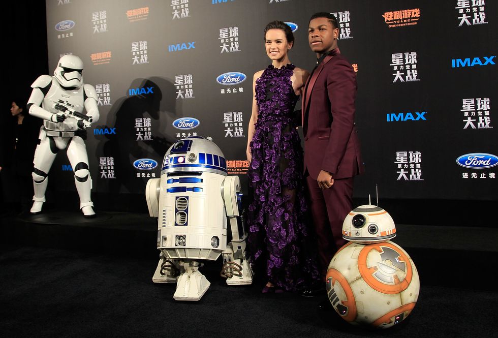 Daisy Ridley and John Boyega at the Shanghai Star Wars: the Force Awakens premiere