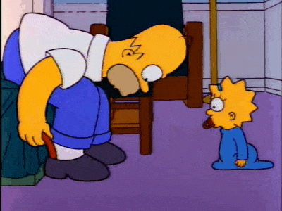Homer Simpson using a shoe horn