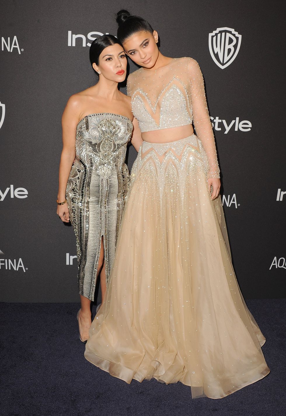 Kourtney Kardashian and Kylie Jenner at the 2016 Golden Globes after party