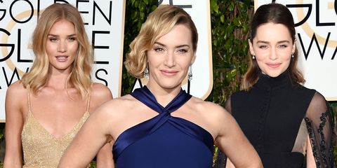 Rosie Huntington-Whiteley, Kate Winslet and Emilia Clarke on the Golden Globes red carpet
