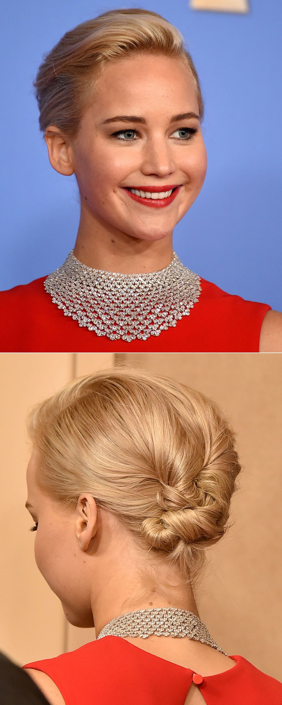 Jennifer Lawrence - Golden Globes 2016 hair and makeup trends
