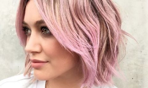 Hilary Duff debuts candy floss pink hair January 2016