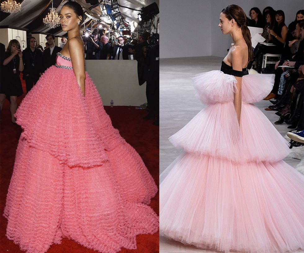 Rihanna's pink Dior dress and Giambattista Valli pink dress