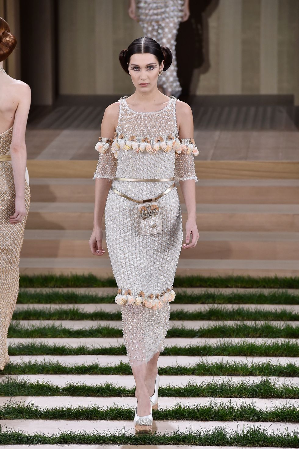 Bella Hadid on the catwalk for Chanel