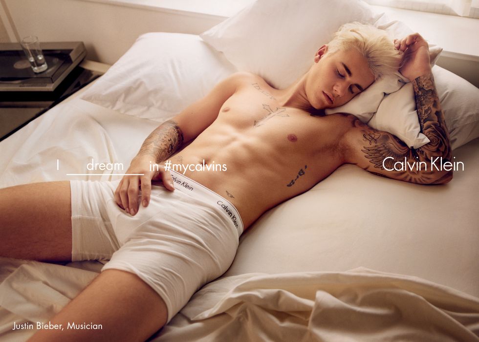Justin Bieber in the #MyCalvins ad campaign