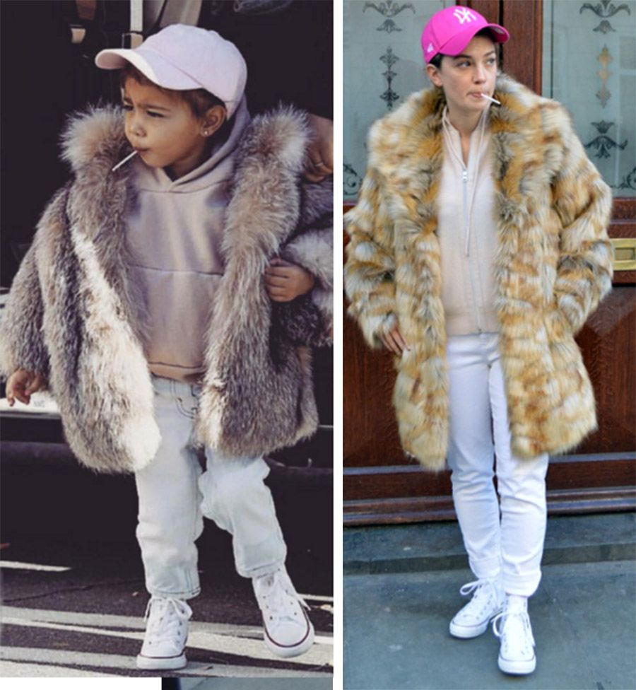 We dress like North West: fur coat and hat