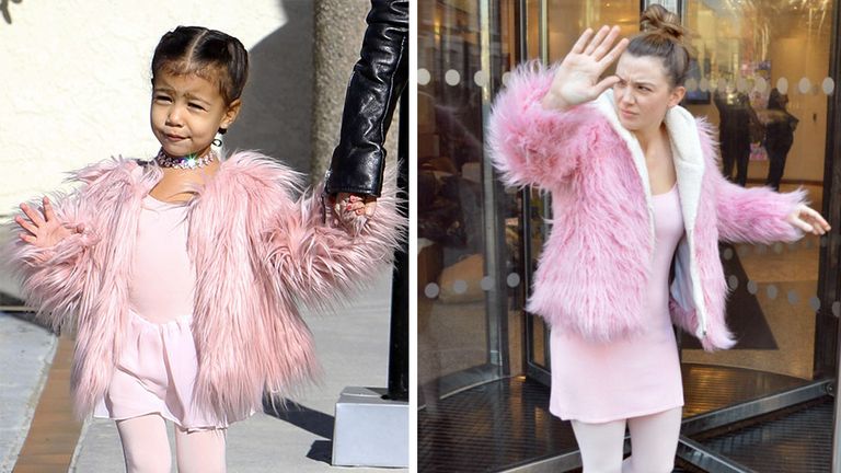 We dressed like North West: pink fluffy coat