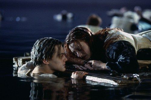 Jack and Rose on the door in the sea in Titanic