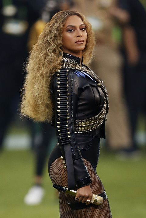 Beyonce performing at the Super Bowl 2016 half time show