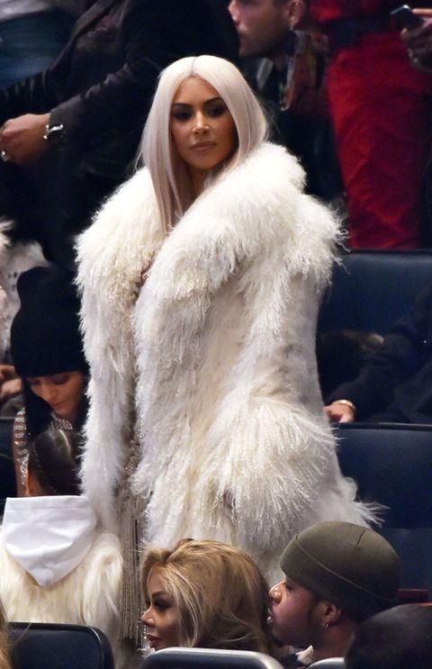 Blonde Kim Kardashian at Kanye West's Yeezy show