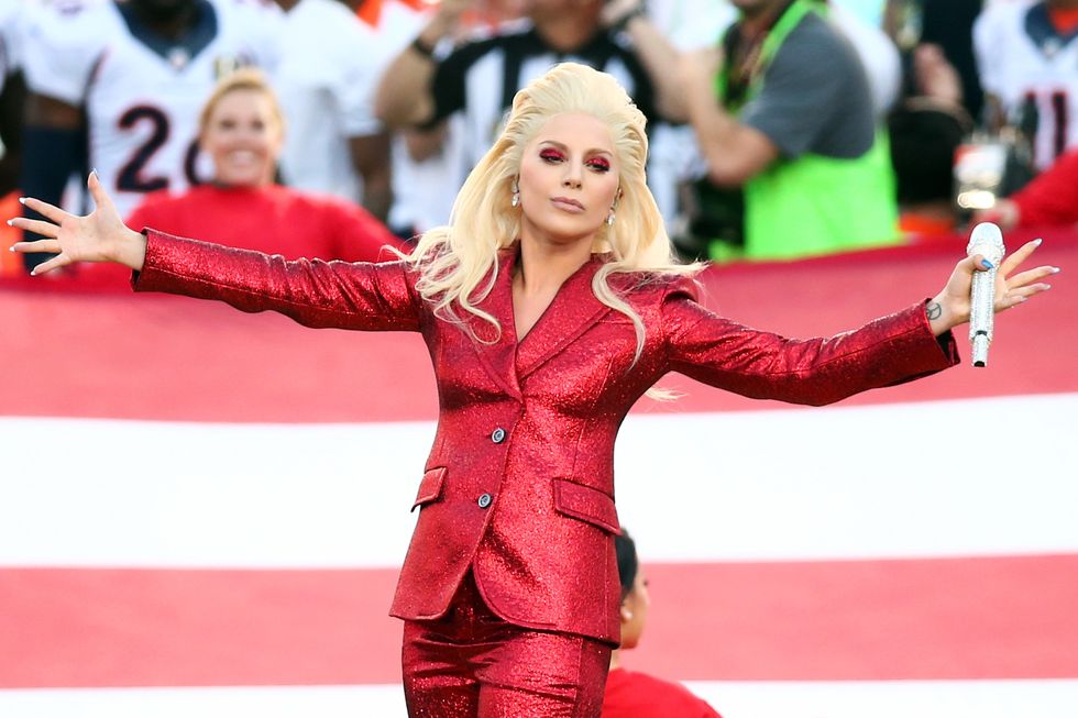 Lady Gaga singing the National Anthem at the Super Bowl 2016