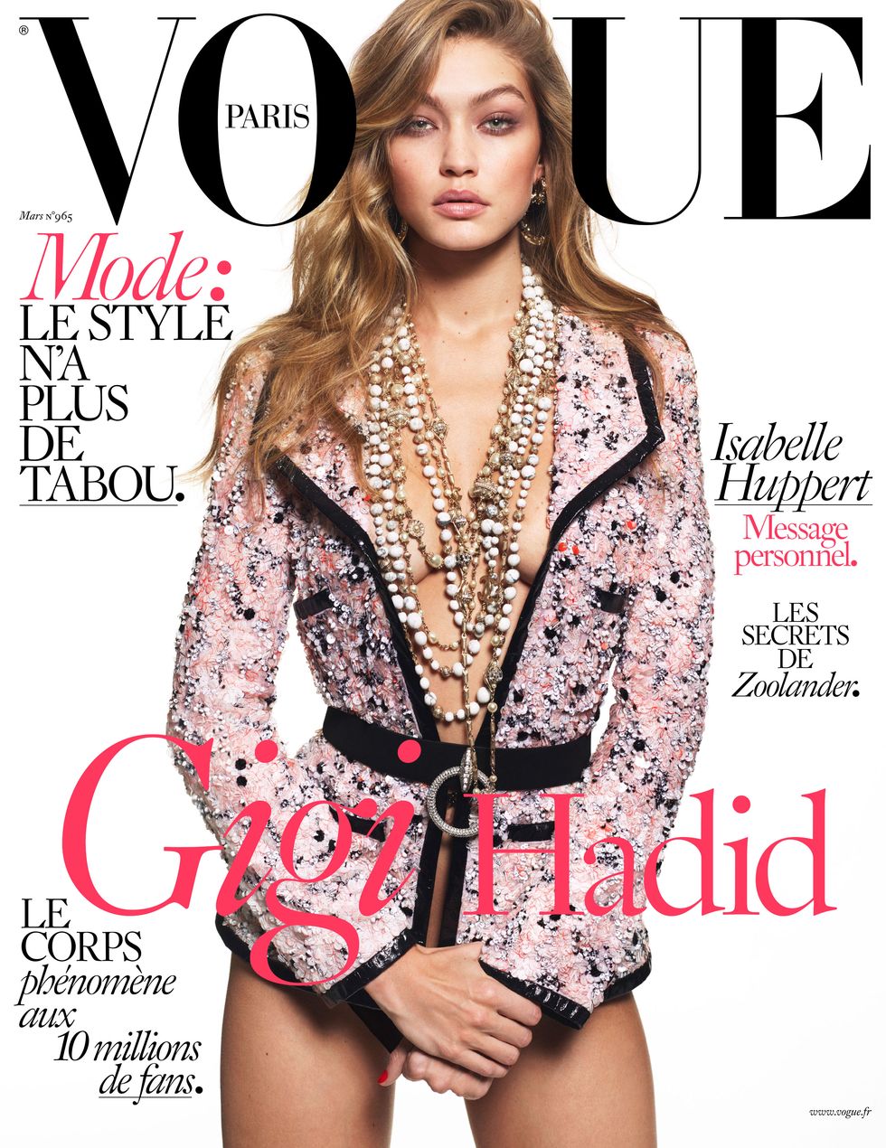 Gigi Hadid on the cover of Vogue Paris