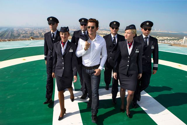 British Airways staff with Orlando Bloom