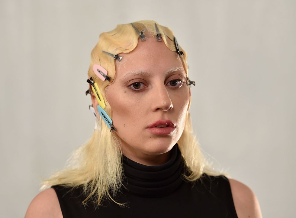 Lady Gaga backstage at Marc Jacobs Fall 2016 fashion show during new York Fashion Week