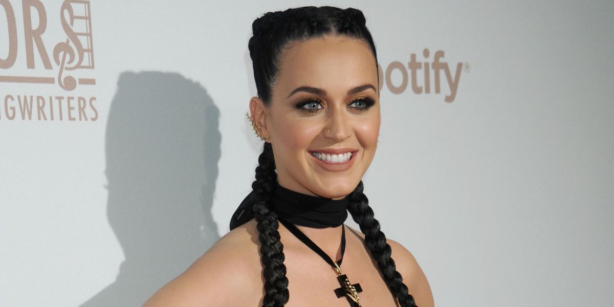 Katy Perry attends pre-Grammys Creators party in a corset