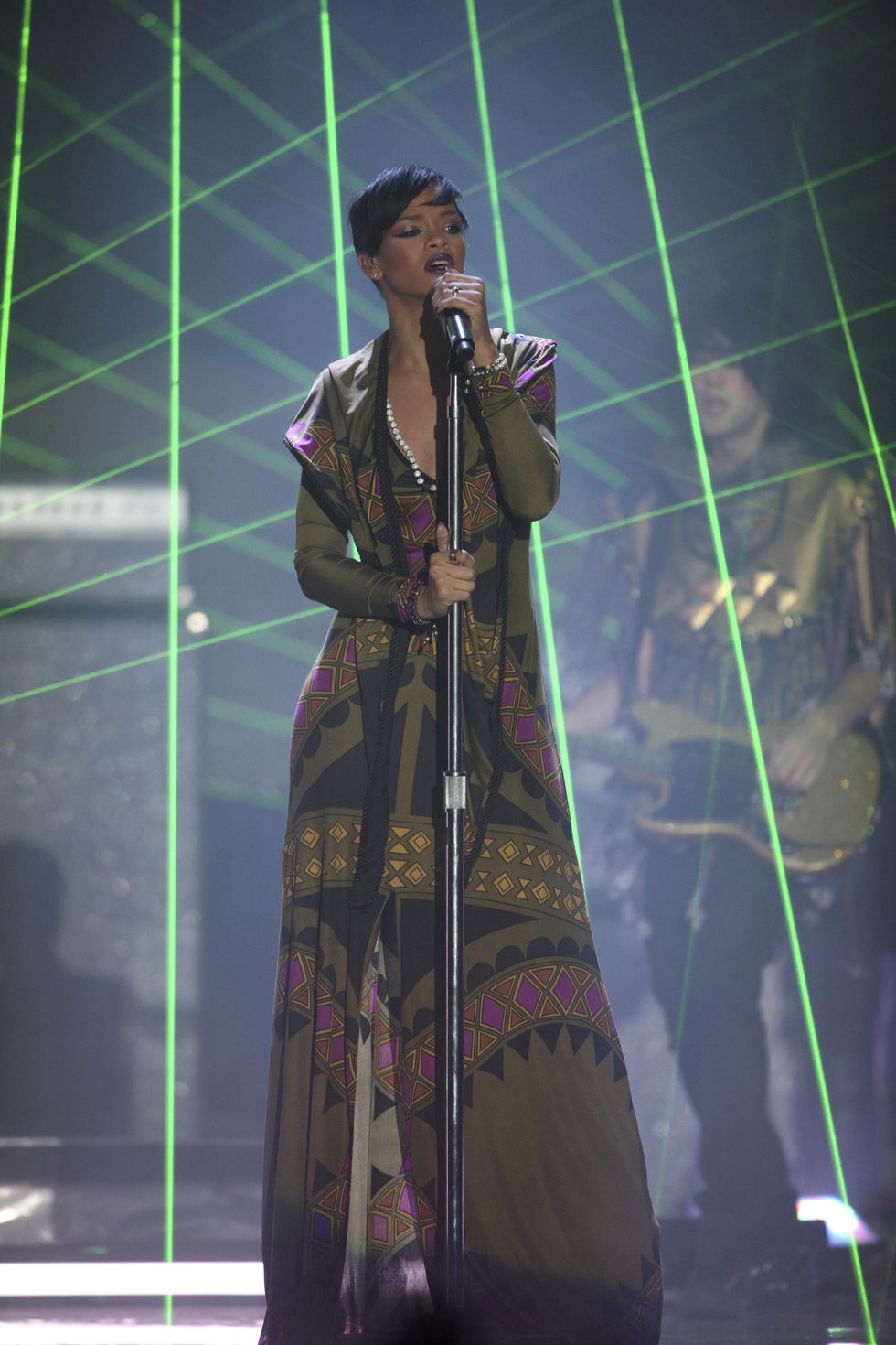Rihanna performing at the 2008 Brit Awards