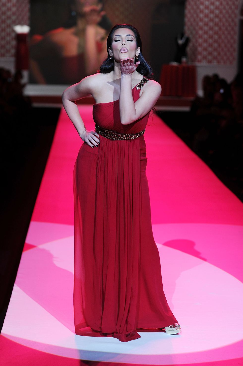 Kim Kardashian modelling at the Heart Truth Fashion Show 2010