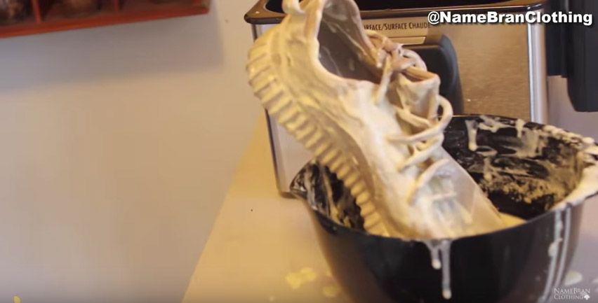 Man coats Yeezys in batter