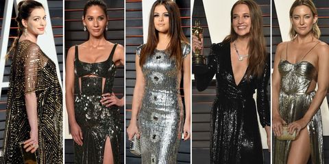 Oscars 2016 Vanity Fair after-party metallic dresses