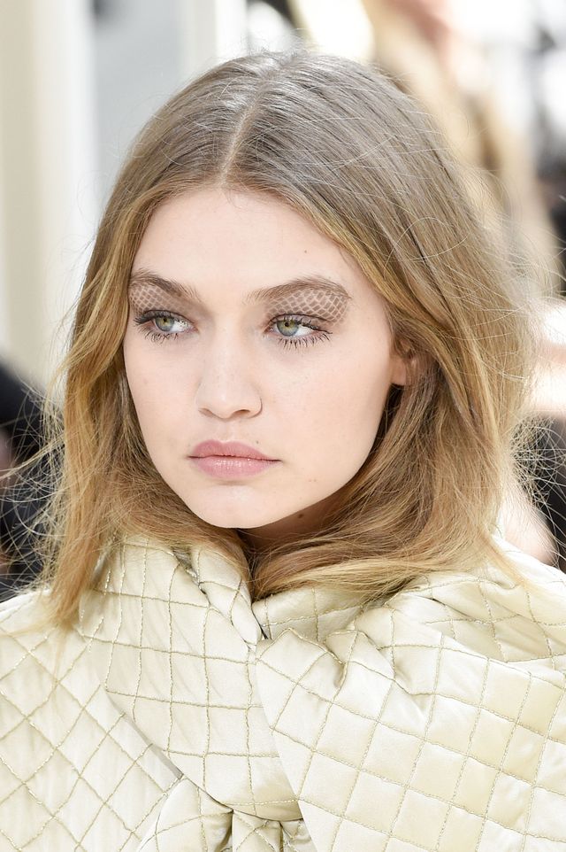 Chanel AW 2016 makeup - quilted eyes trend on Gigi Hadid