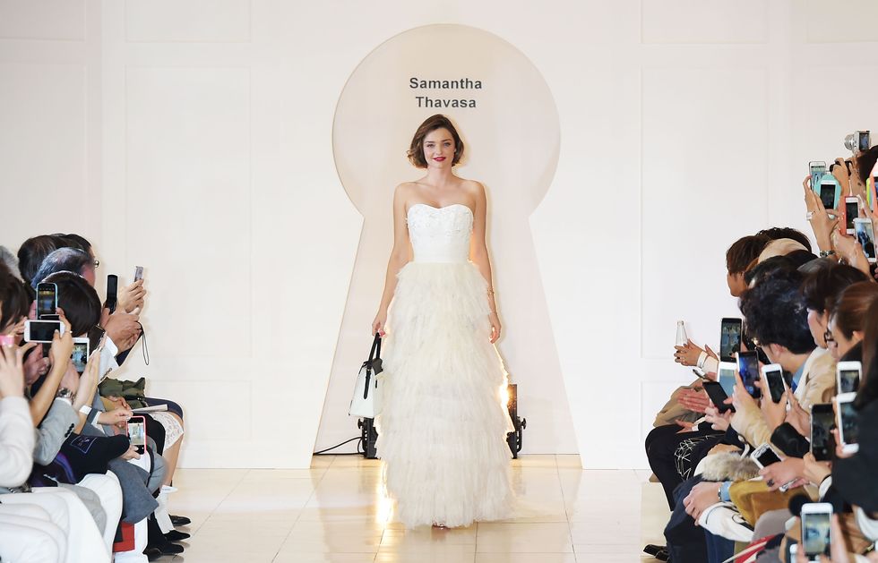 Miranda Kerr modelling a wedding dress