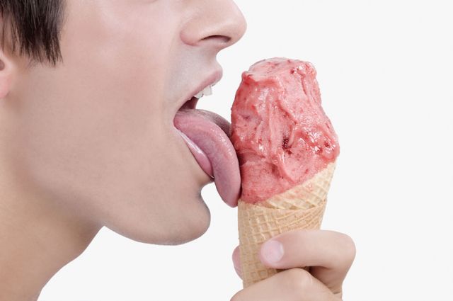 Man licking ice cream oral sex
