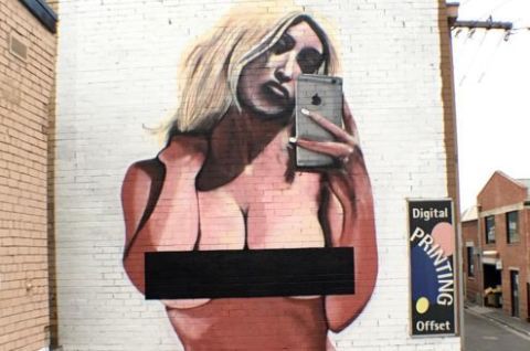 Kim Kardashian naked selfie mural in Australia