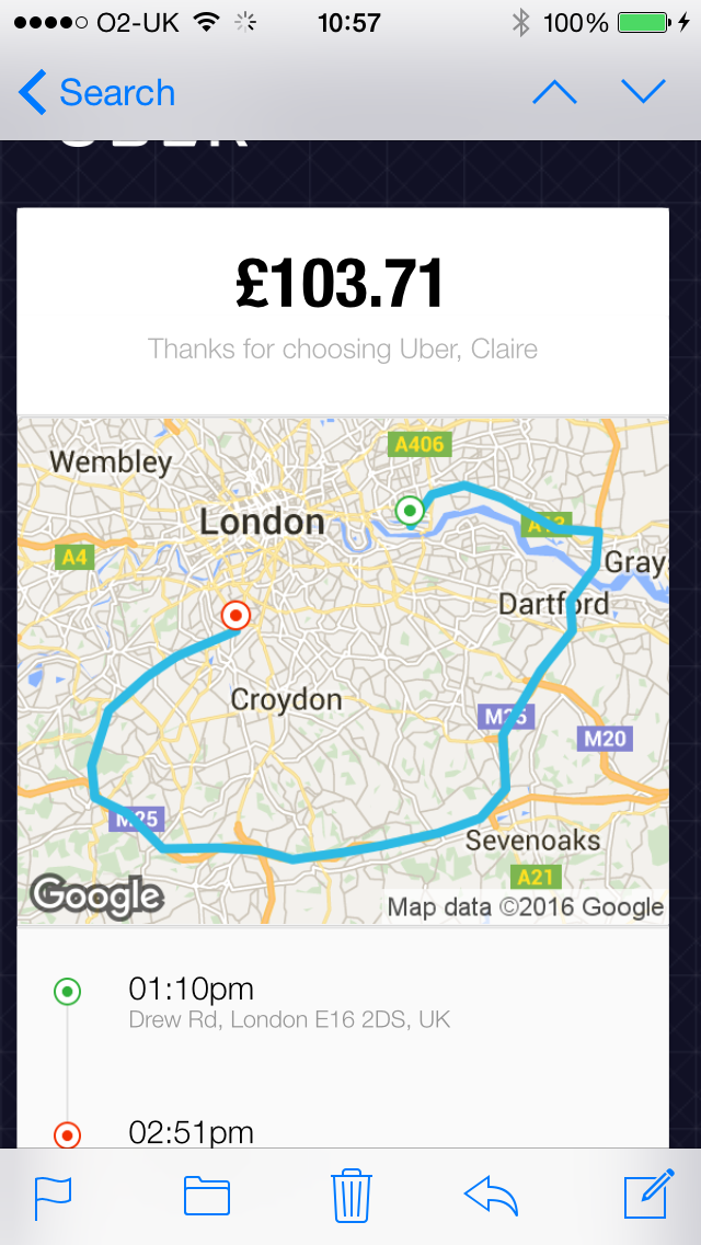 This Uber driver went a ridiculously long route and his customer was charged three times the fare