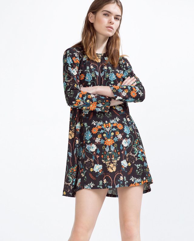 Zara printed dress sale