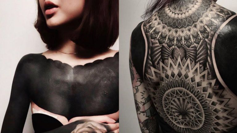 blackout ink tattoos are trending on instagram