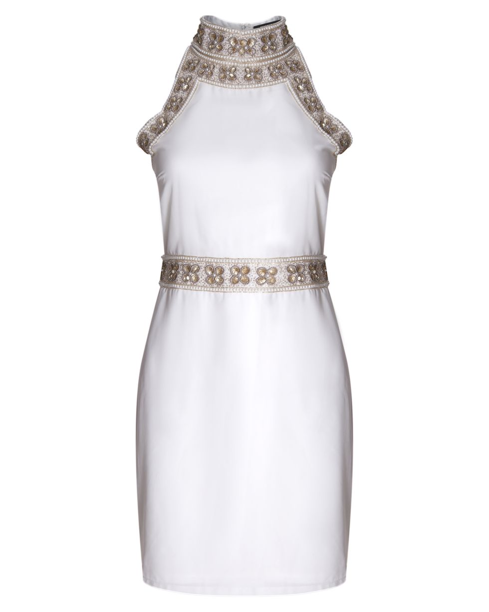 Product, Dress, White, Formal wear, One-piece garment, Wedding dress, Day dress, Ivory, Metal, Gown, 