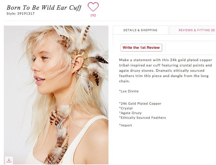 Free People feather ear cuff