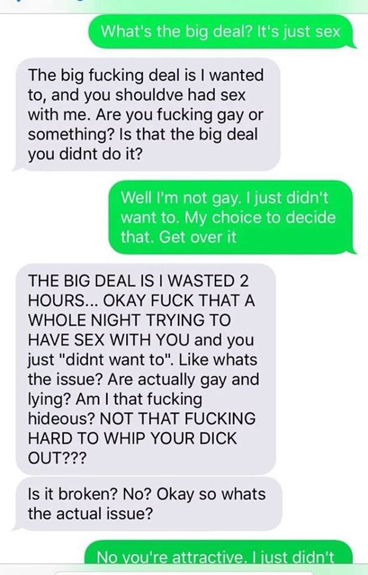 This girl did NOT react well to a man who didn't want to have sex with her