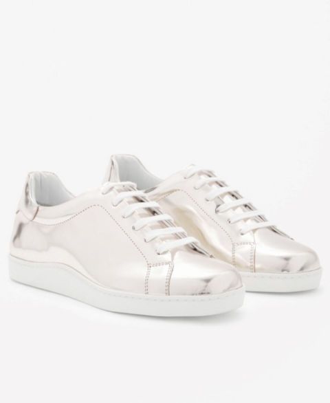 20 pairs of shiny silver trainers to 