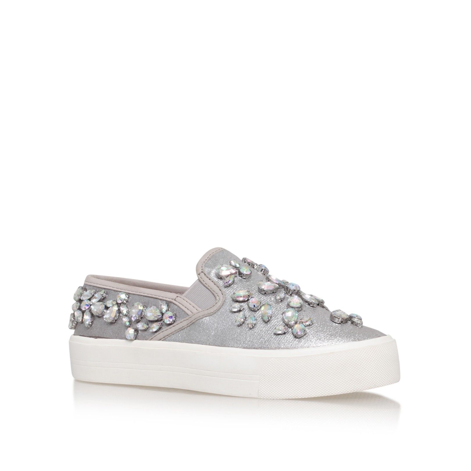 20 pairs of shiny silver trainers to 