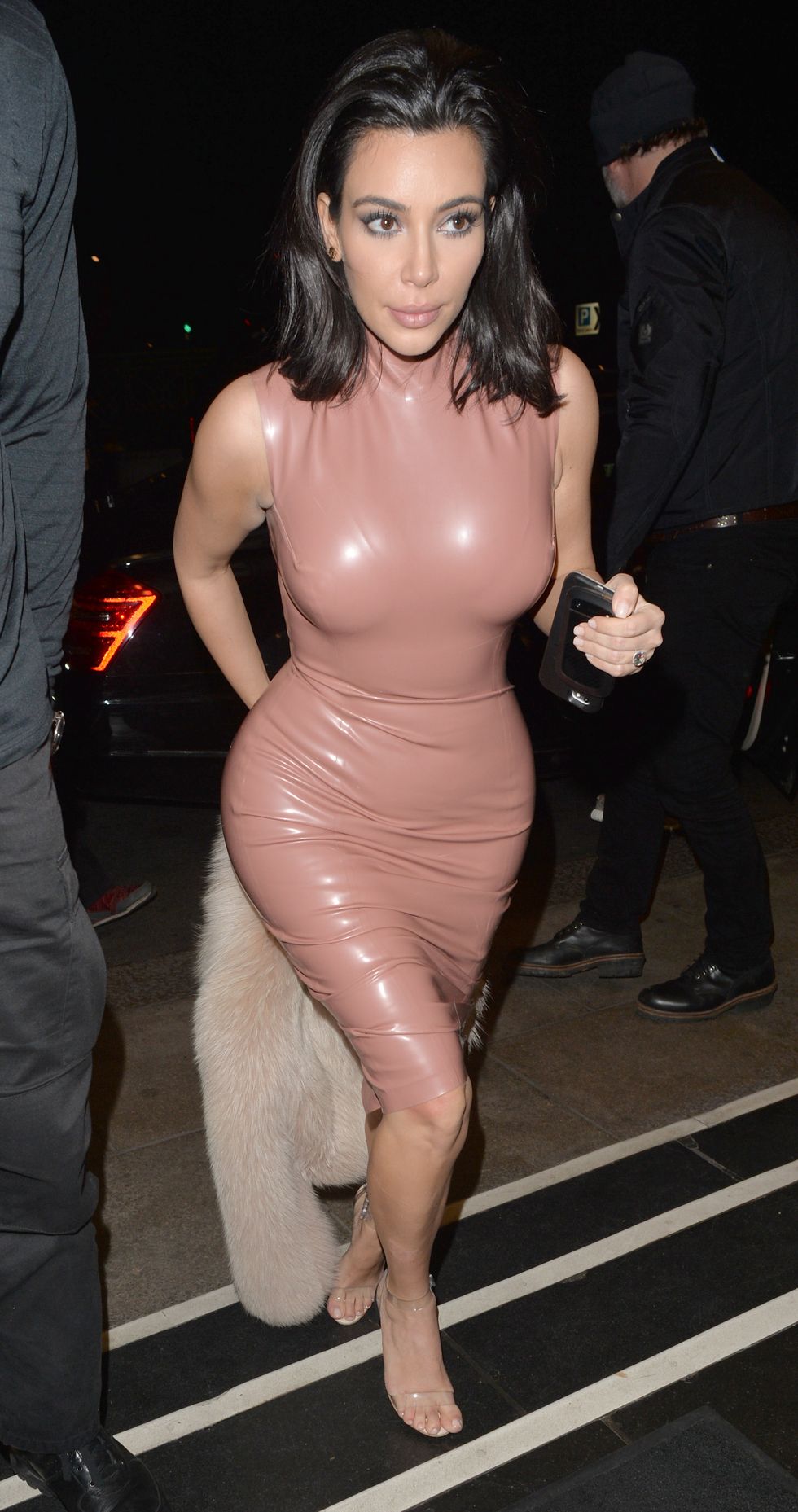 Kim Kardashian wears latex dress